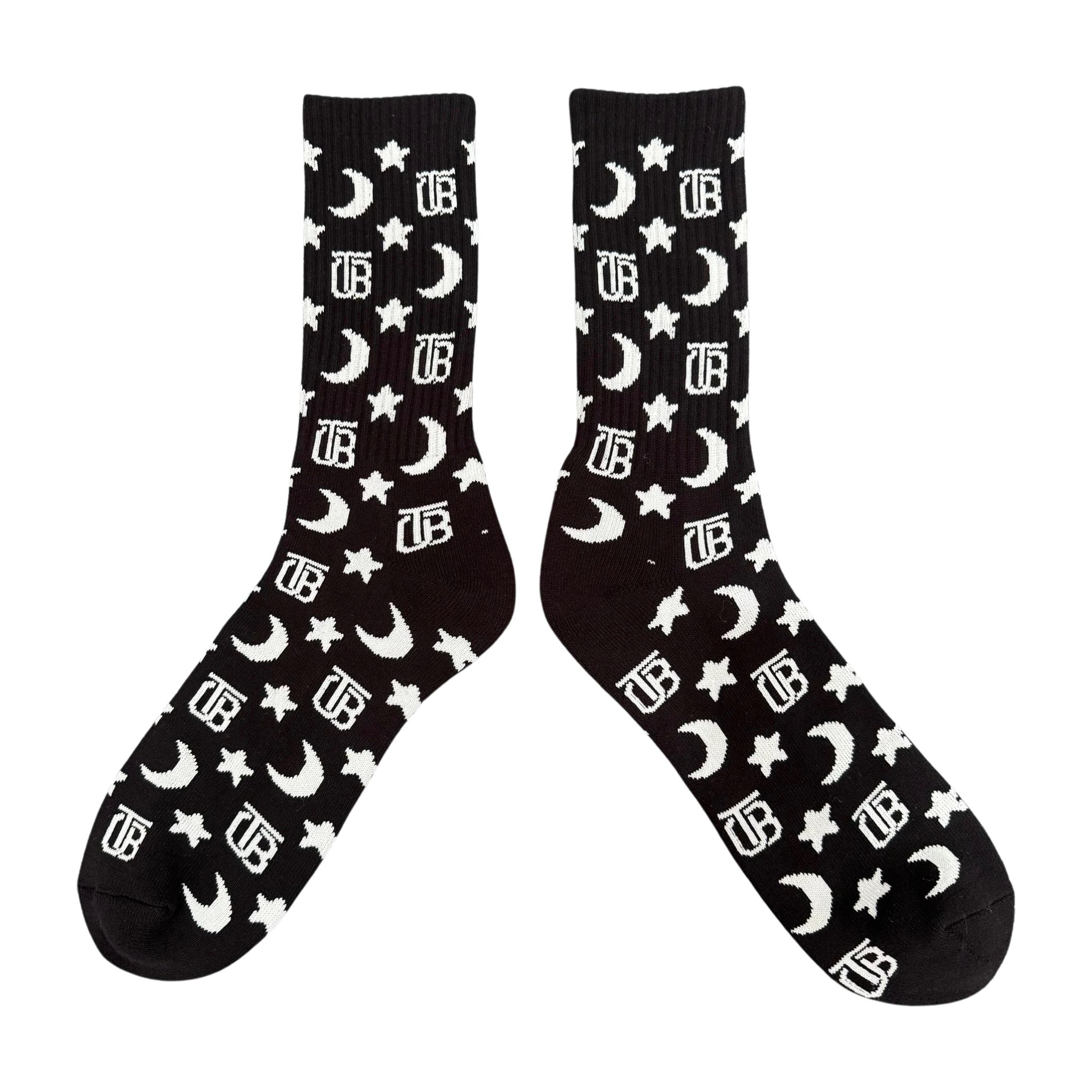 Overnight OTB Crew Length Socks (Black and White)