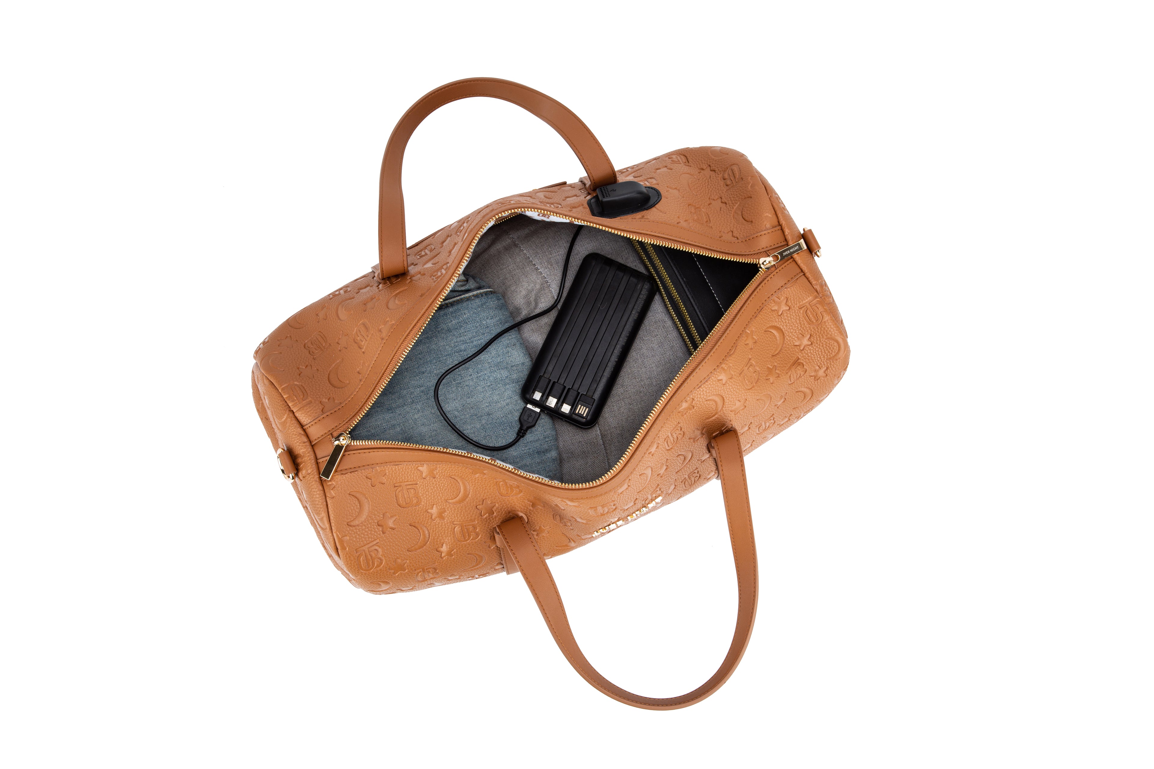 OverNight Travel Bags® Brown embossed Go Duffle