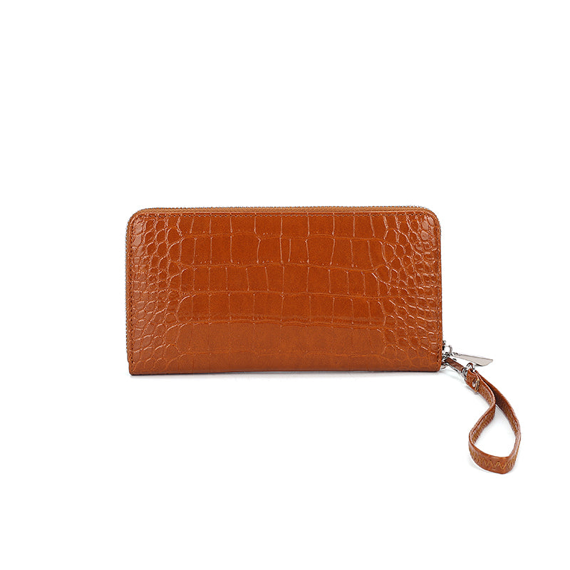 Overnight Travel Bags — Signature Brown Croc-Embossed Wristlet