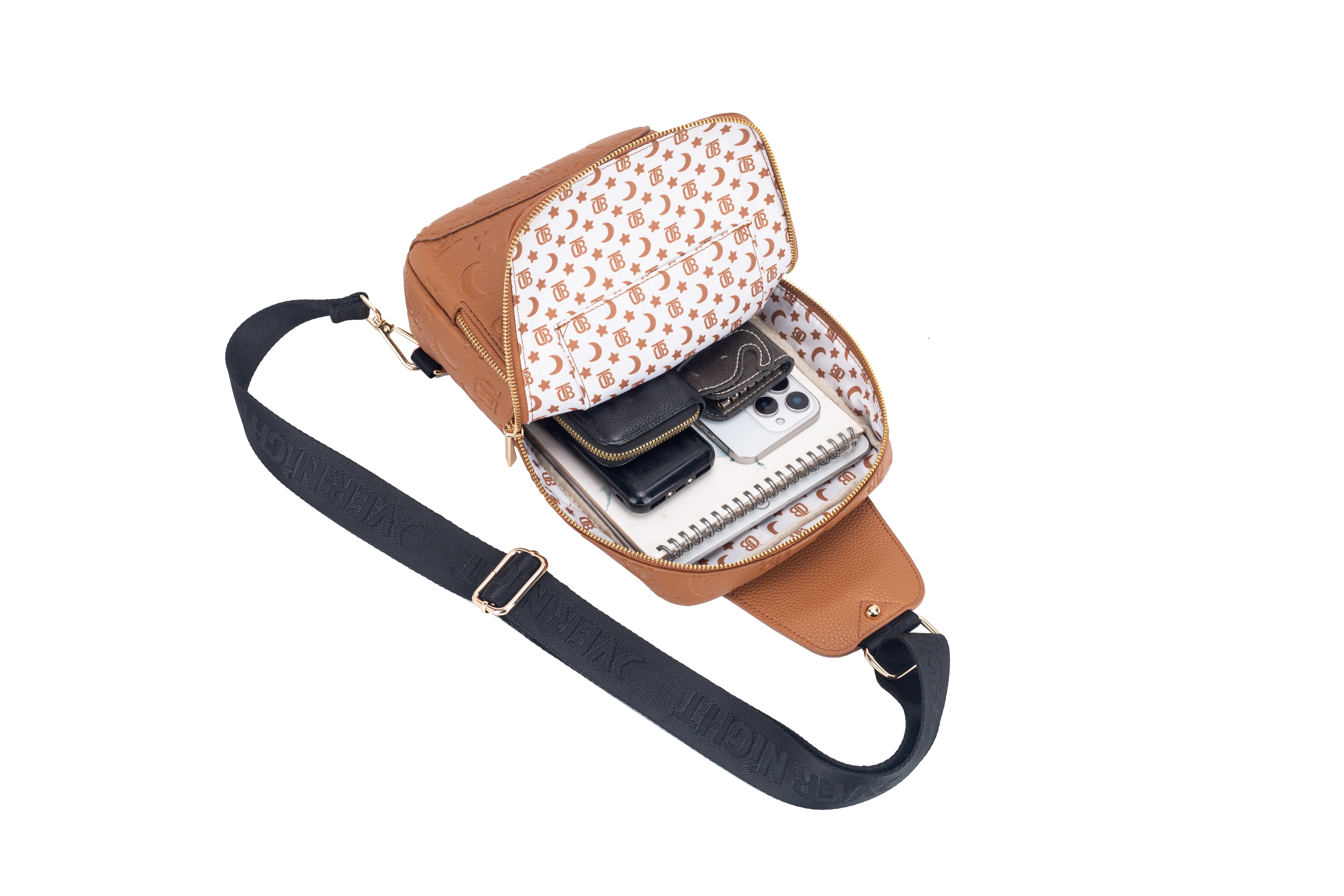 OverNight Travel Bags® Brown embossed Crossbody