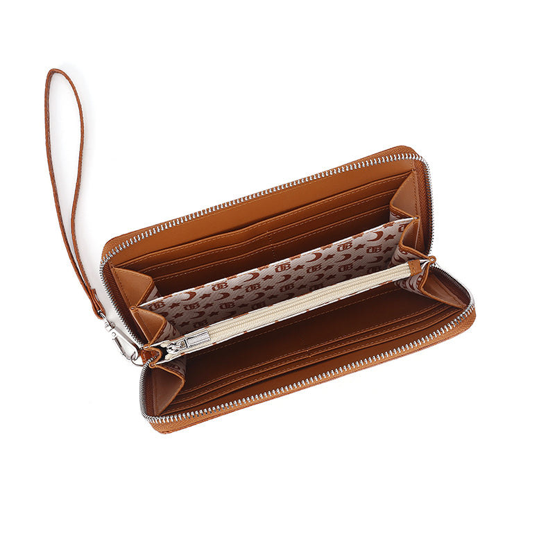 Overnight Travel Bags — Signature Brown Croc-Embossed Wristlet