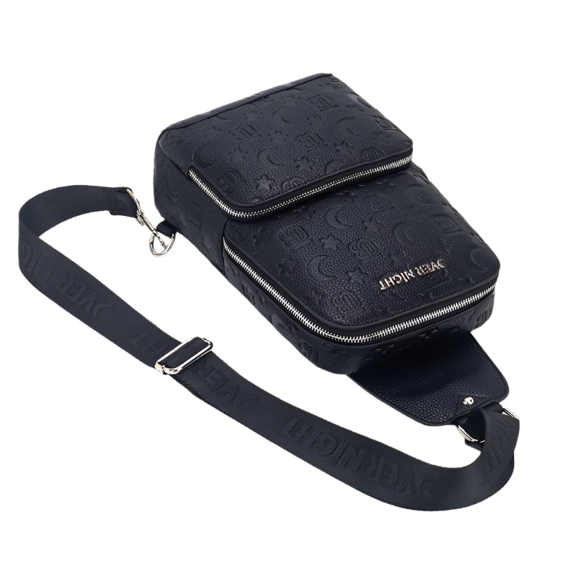 OverNight Travel Bags® Black w/silver embossed Crossbody