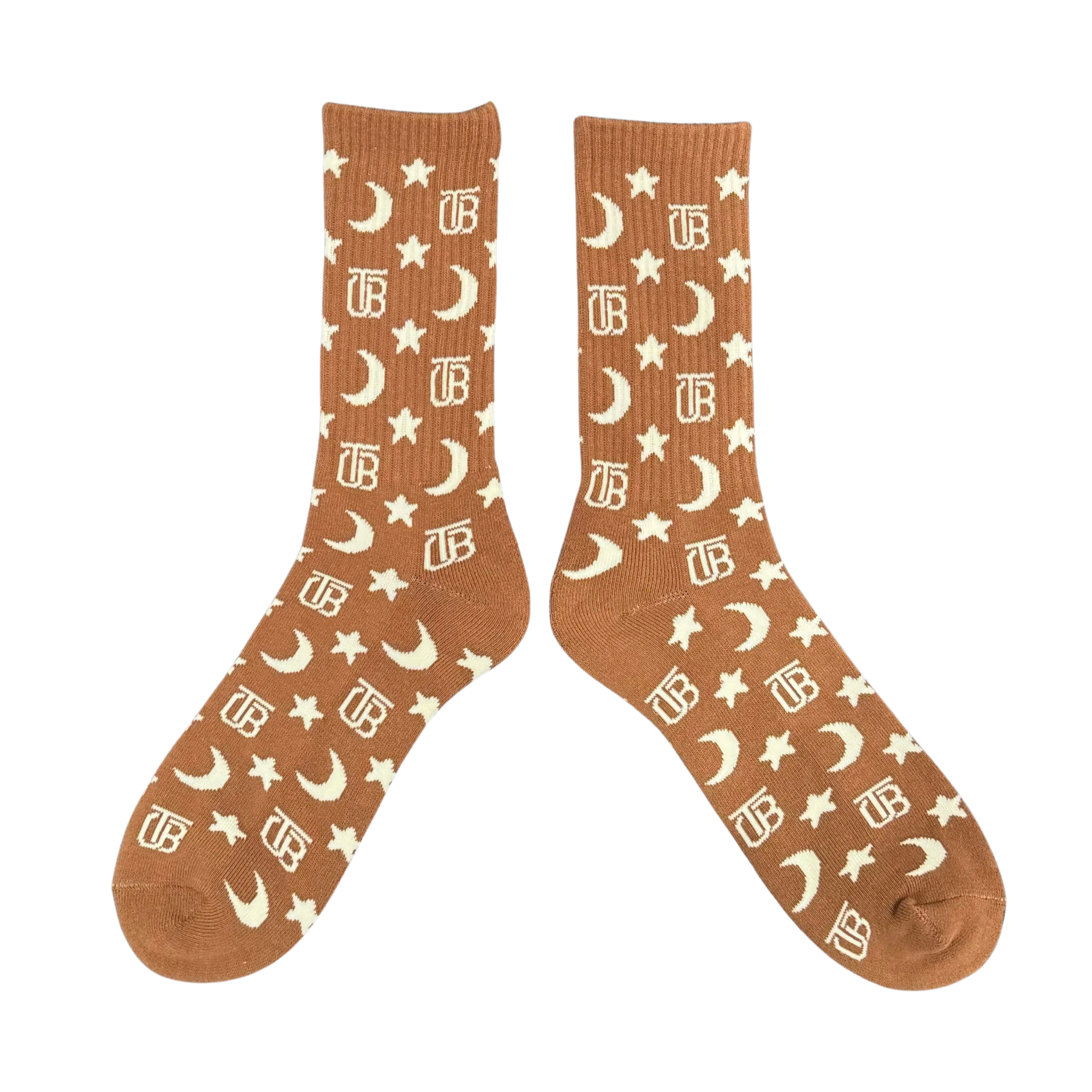 Overnight OTB Crew Length Socks (Camel and Beige)